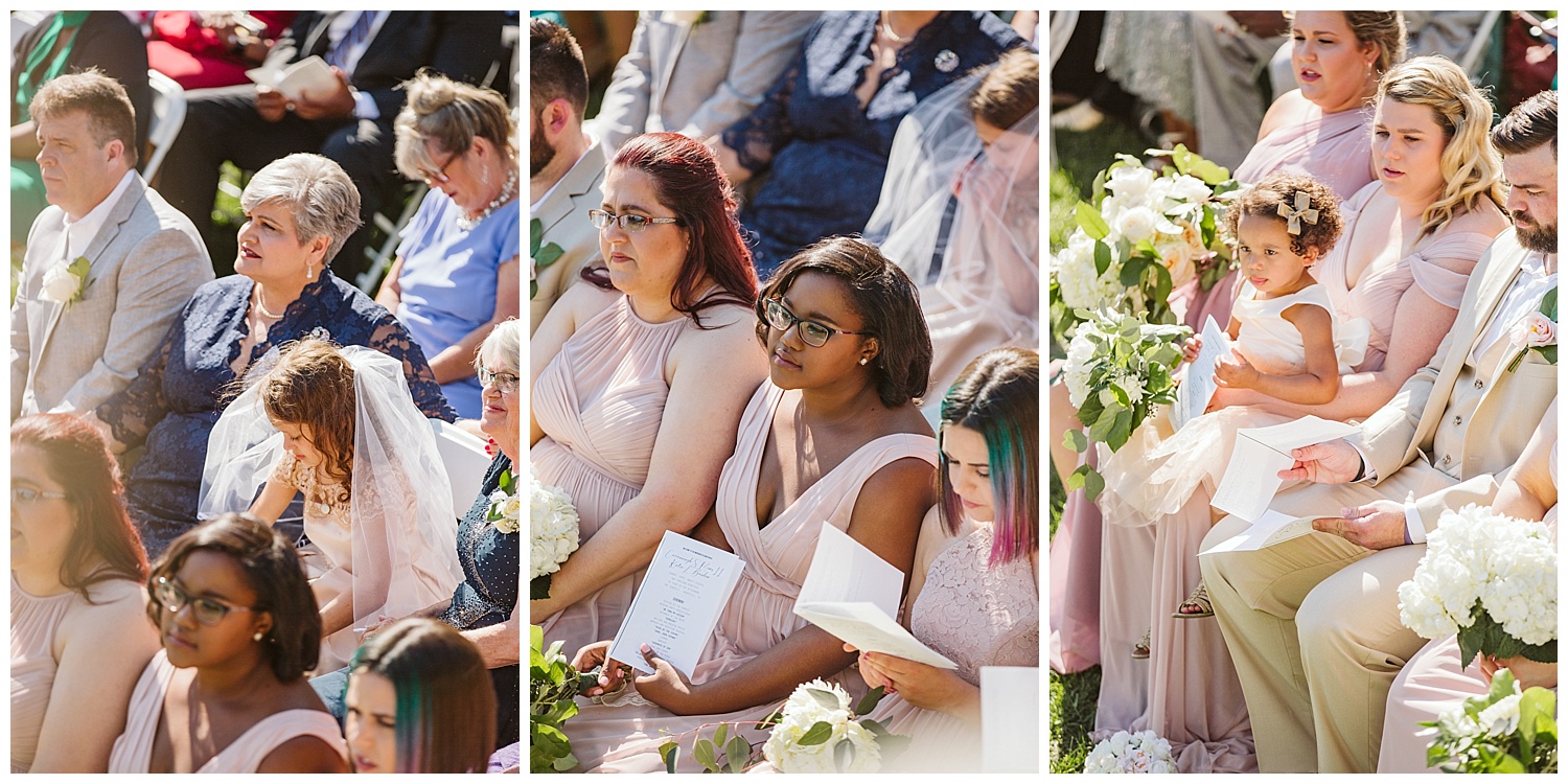 friends and family watching the wedding ceremony from chairs, ,The Cordelle, Nashville wedding photography, Country Music Hall of Fame wedding reception, Tennessee wedding Planning, Wedding Inspiration, Engagement Inspiration, Downtown Nashville, The Cordelle Nashville, wedding venue