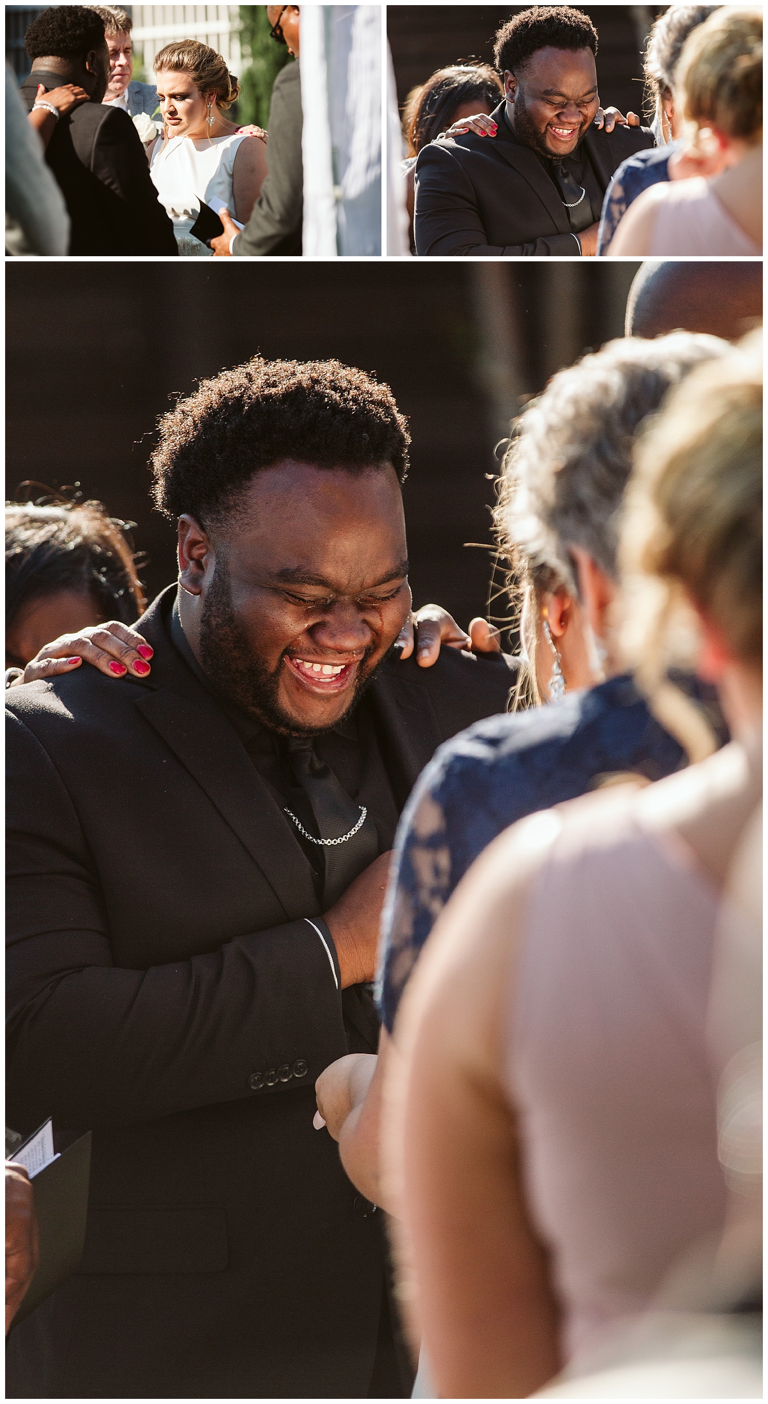 man in black suit crying and laughing, The Cordelle, Nashville wedding photography, Country Music Hall of Fame wedding reception, Tennessee wedding Planning, Wedding Inspiration, Engagement Inspiration, Downtown Nashville, The Cordelle Nashville, wedding venue