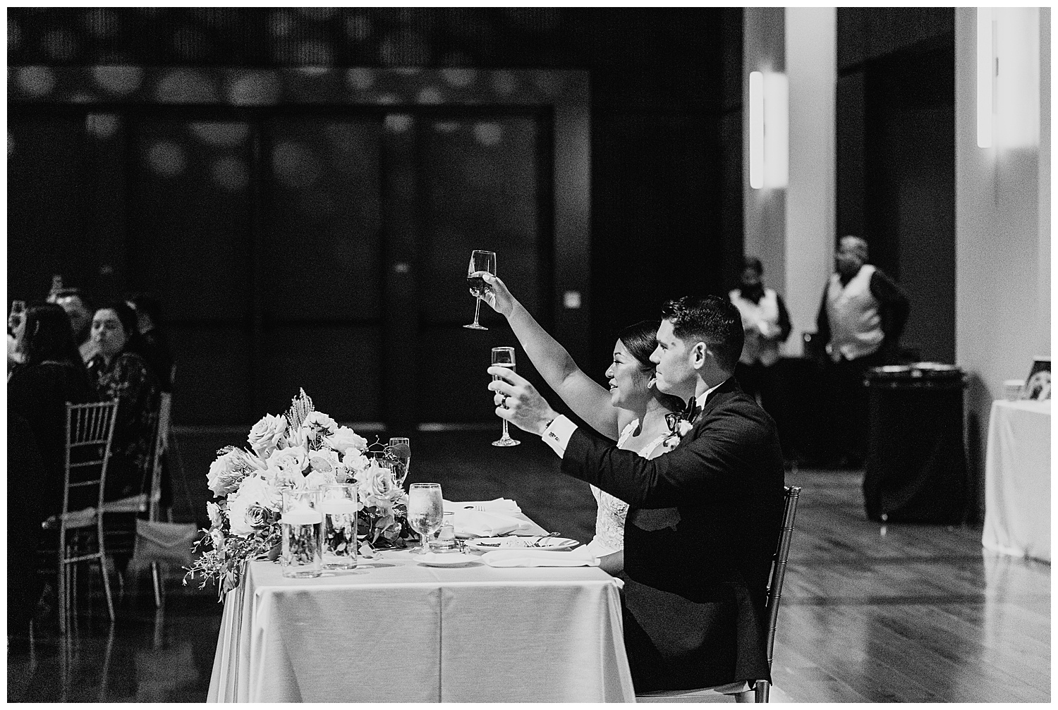 reception details at CMHOF, groomsmen photos under The Pedestrian Bridge, Nashville wedding photography, Country Music Hall of Fame wedding reception, Tennessee wedding Planning, Wedding Inspiration, Downtown Nashville